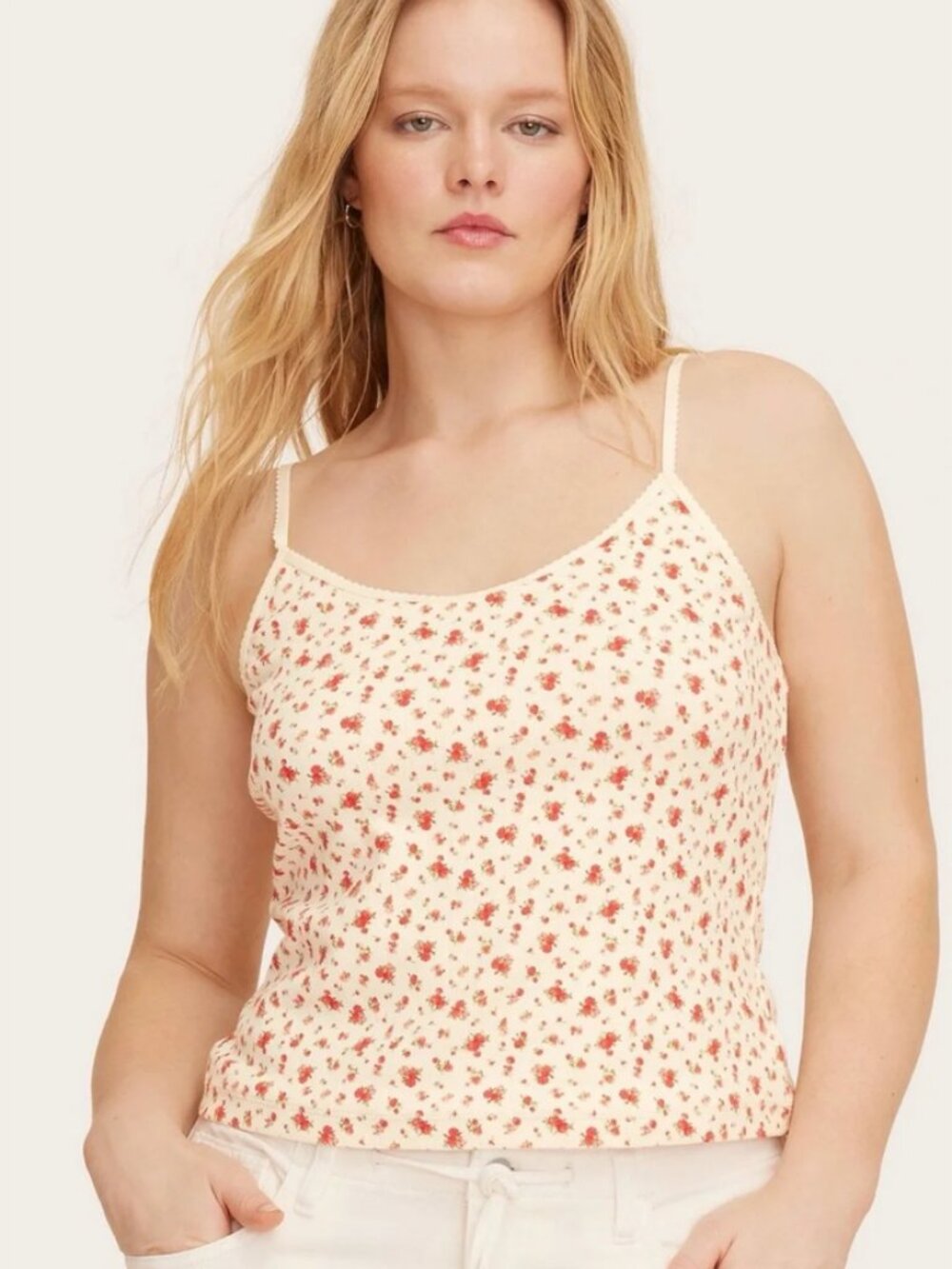 Women's Pointelle Tank Top - Parke x Target Cream Floral XL